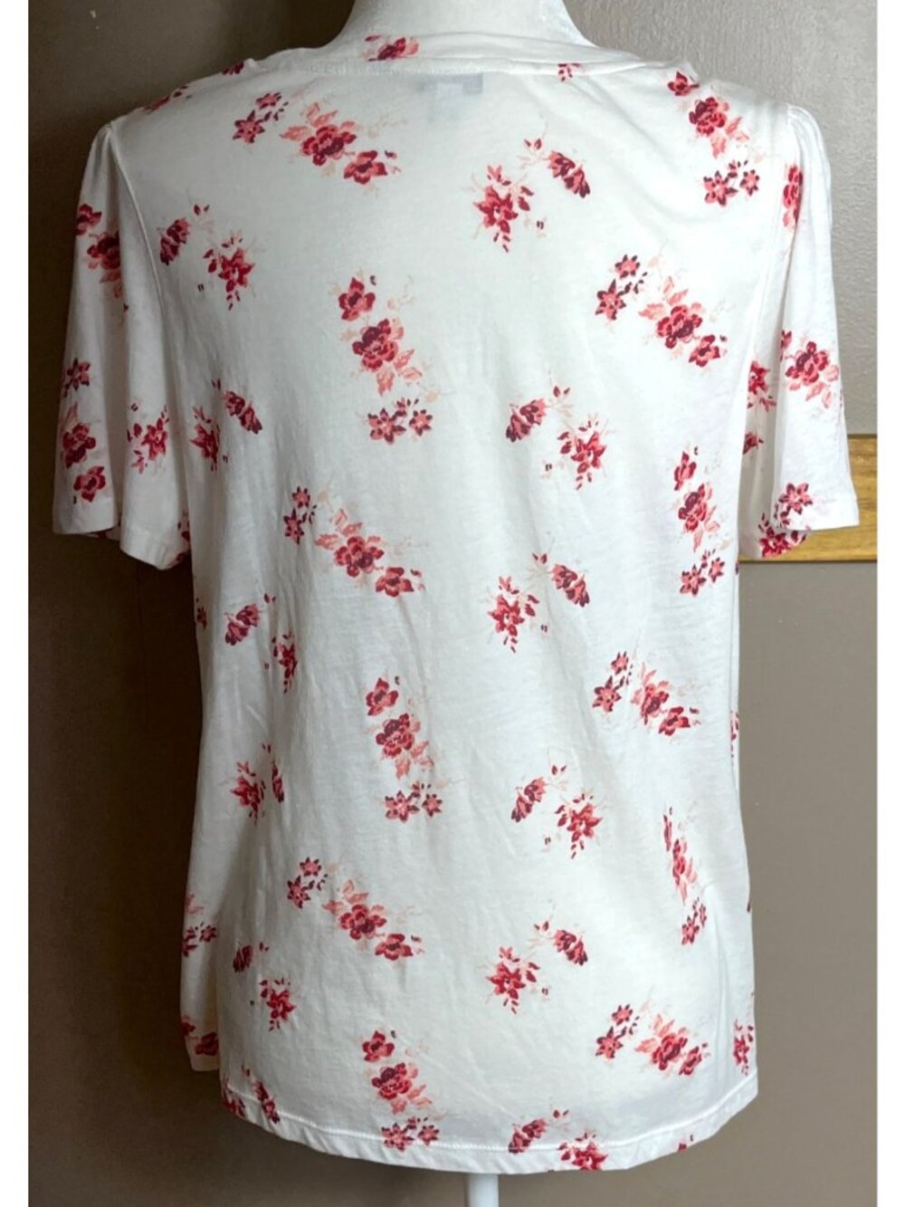 Lucky Brand Top White Floral Tshirt Flutter Sleeve Cottagecore Fairycore Wom M - Picture 5 of 7